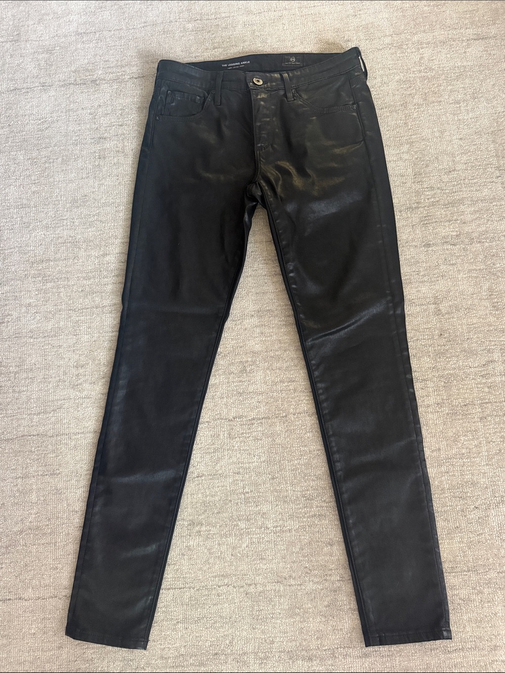 Ag Adriano Goldschmied Women’s Skinny Coated Black Jeans
